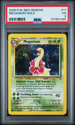 2000 POKEMON NEO GENESIS #11 MEGANIUM-HOLO PSA 3 - Image 1