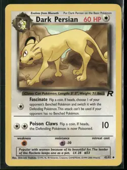 Dark Persian 42/82 Uncommon Team Rocket Pokemon Moderately Played - Image 1