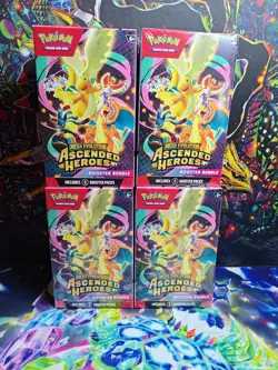 4 x POKEMON CENTER Mega Evolution Ascended Heroes Booster Bundle 6 Packs Each ✅ - Image 1