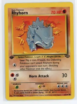 Pokemon TCG - Rhyhorn 61/64 - Jungle - 1st Edition Common - Image 1