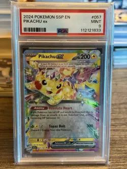 2024 Pokemon Ssp En-Surging Sparks #057 Pikachu Ex PSA 9 - Image 1