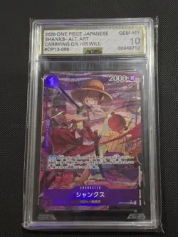 2025 One Piece Japanese OP13 Rare Alternate Art OP13-065 Shanks AGS 10 - Image 1