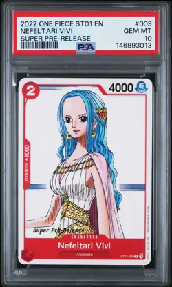 2022 ONE PIECE 009 NEFELTARI VIVI SUPER PRE-RELEASE PSA 10 GEM MINT - Image 1