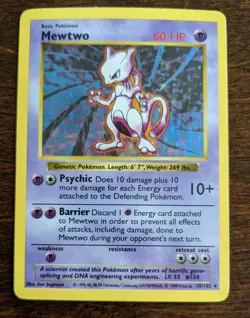 Mewtwo Holo Shadowless Pokemon Card Base Set 10/102 English NM - Image 1