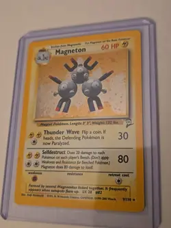 Vintage 1999 Base Set 2 Magneton Holographic Pokemon Card Rare 9/130 - Image 1