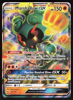 Marshadow GX Holo 80/147 Burning Shadows Pokemon Card LP - Image 1