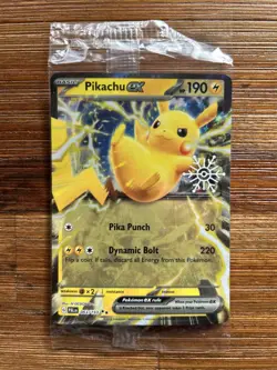 Pikachu ex 063/193 Double Rare Paldea Evolved Holiday❄ Stamp Card *SEALED*💎 - Image 1
