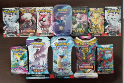 Lot of 12 Pokemon Booster Packs - Sealed Sleeved, Tin - Hidden Fates 151 etc. - Image 1