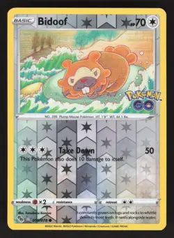 Bidoof (Peelable Ditto) 059/078 Pokemon TCG Pokemon GO NM - Image 1