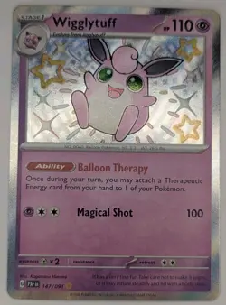 Wigglytuff 147/091 Pokemon TCG Scarlet & Violet Paldean Fates Baby Shiny Rare NM - Image 1