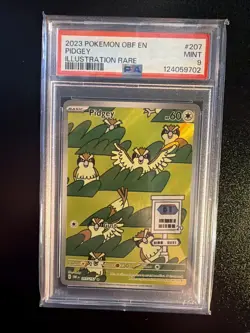 Pokemon TCG Pidgey 207/197 Obsidian Flames Illustration PSA 9 - Image 1