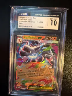 Mega Charizard X ex 013/094 Me02: Phantasmal Flames Holo CGC 10 Pokemon - Image 1