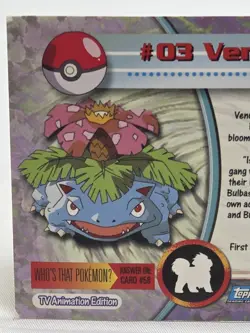 1999 Topps Pokemon TCG Venusaur #03 Non-Holo TV Series 1 Blue Logo - Image 3