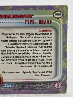 1999 Topps Pokemon TCG Venusaur #03 Non-Holo TV Series 1 Blue Logo - Image 4