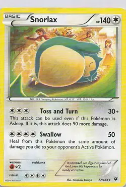 Pokemon TCG Snorlax 77/124 Rare XY Fates Collide Komiya English 2016 - Image 1