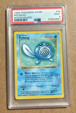 1999 Pokemon Game Poliwag Shadowless #59 PSA 9 MINT - Image 1