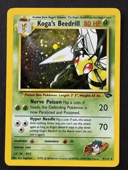 Pokemon Koga's Beedrill 9/132 Gym Challenge Unlimited Holo Rare 80HP Stage 2 - Image 1