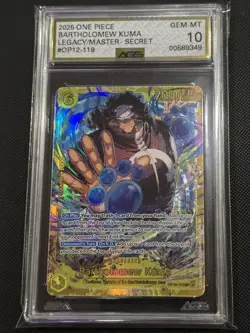 One Piece Bartholomew Kuma OP12-119 Legacy of the Master Secret Rare Foil AGS 10 - Image 1