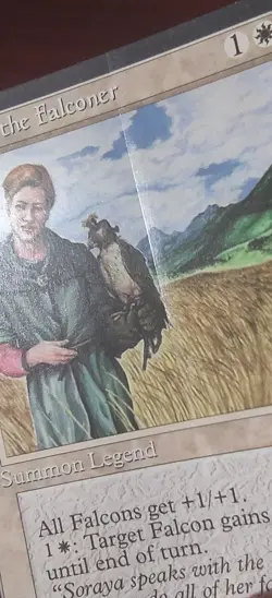 SORAYA THE FALCONER mtg Unplayed DAMAGED Homelands ROLLER IMPRESSION Rare - Image 3