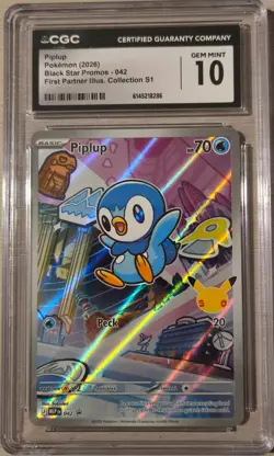Piplup 042 First Partner Illustration Black Star Promo CGC 10 Gem Mint Pokemon - Image 1
