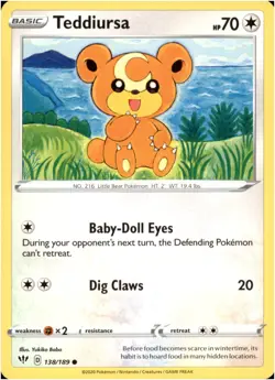 Teddiursa 138/189 Common - Pokemon SWSH03: Darkness Ablaze - NM - Image 1
