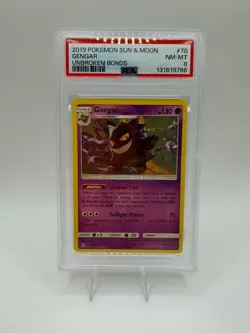 2019 POKEMON SUN & MOON UNBROKEN BONDS #70 GENGAR PSA 8 - Image 1