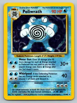 Pokemon TCG Poliwrath Base Set 13/102 Unlimited Holo Rare HP/DMG - Image 1