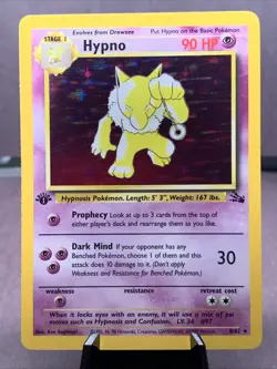 Pokemon TCG 1st Edition Hypno 8/62 Fossil Set 8/62 Holo Rare WOTC VTG 1999 - Image 1