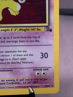 Pokemon TCG 1st Edition Hypno 8/62 Fossil Set 8/62 Holo Rare WOTC VTG 1999 - Image 4