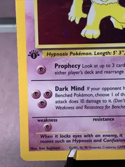 Pokemon TCG 1st Edition Hypno 8/62 Fossil Set 8/62 Holo Rare WOTC VTG 1999 - Image 5