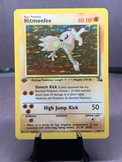 Pokemon TCG 1st Edition Hitmonlee 7/62 Fossil Set Holo Rare WOTC VTG 1999 - Image 1