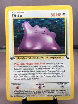 Pokemon TCG 1st Edition Ditto 3/62 Fossil Set Holo Rare VTG WOTC 1999 - Image 1