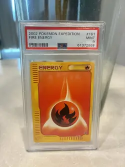 Pokemon 2002 Expedition Base Set Fire Energy 161/165 PSA 9 Regular - Image 2
