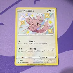 Pokemon TCG Minccino SV093/SV122 Shining Fates Shiny Vault Shiny Holo Rare 2021 - Image 1