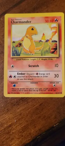 Very Rare Original 1995 Charmander Pokemon Card 46/102 - Image 1