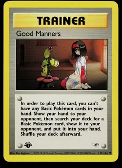 Pokemon Card - Good Manners 1st Edition Gym Heroes 111/132 Uncommon - Image 1