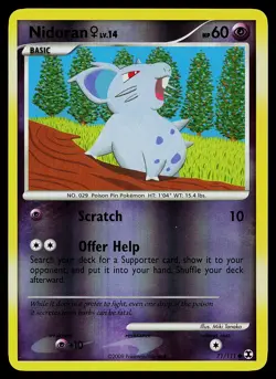Pokemon Card - Nidoran F Rising Rivals 71/111 Common Reverse Holo - Image 1