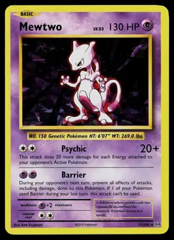 Pokemon Card - Mewtwo Evolutions 51/108 Rare 2016 Cracked Ice Holo - Image 1