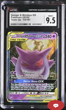Pokemon 2019 S&M Team Up Gengar & Mimikyu GX Ultra Rare Holo Card 53/181 CGC 9.5 - Image 1