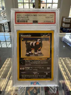 2002 Pokemon Neo Destiny 1st Edition Houndour #43/105 PSA 10 - Image 1