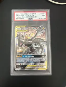 Pokemon Pikachu and Zekrom GX SM168 Black Star Promo TCG PSA 9 - Image 1