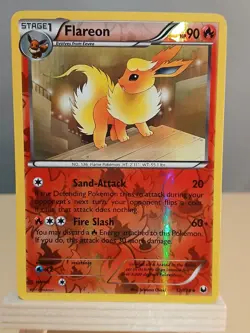 2012 Pokemon TCG Card English Dark Explorers Flareon Reverse Holo 12/108 LP - Image 1