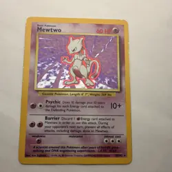 Pokemon TCG Base Set 1999 Mewtwo Holo 10/102 Psychic Basic English Card - Image 1