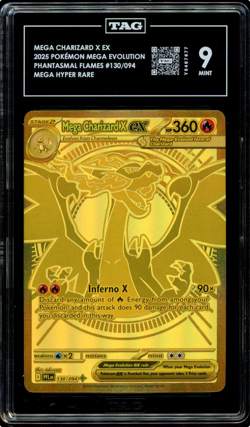 Pokemon Mega Charizard X ex 130/094 Me02: Phantasmal Flames Holo TAG 9 - Image 1