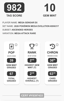 Pokemon Mega Gengar EX 269/217 TAG 10 Ascended Heroes Mega Attack Rare GEM Mint! - Image 3