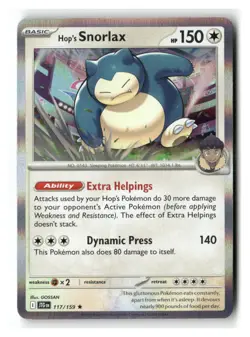 Hop's Snorlax 117/159 Rare Journey Together Pokemon Holo Near Mint - Image 1