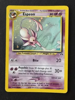 Pokemon Espeon 1/75 Neo Discovery Unlimited Holo Rare 80HP Stage 1 2001 EN - Image 1