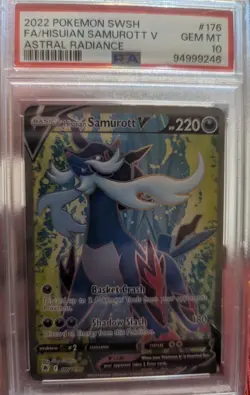 PSA 10 GEM MINT Pokemon Astral Radiance Hisuian Samurott V #176/189 - Image 1