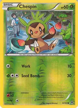 Chespin 8/162 Common BREAKthrough Pokemon Reverse Holo Lightly Played - Image 1