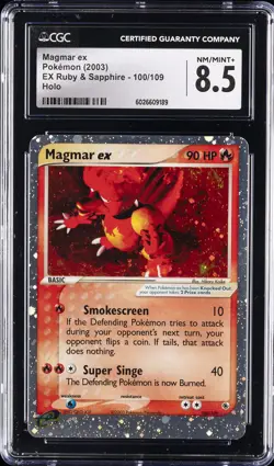 2003 POKEMON EX RUBY & SAPPHIRE HOLO #100 MAGMAR EX CGC 8.5 - Image 1